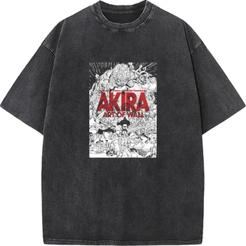 Summer Clothing Italy - Akira Manga Grafikdruck-T-Shirt, Vintage-Waschung, übergroßes T-Shirt