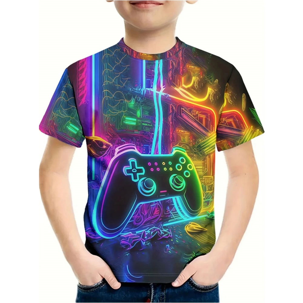 Summer Clothing Drawing For Kids - T-Shirt für einen Jungen, 3D-Druck, Gamepad,