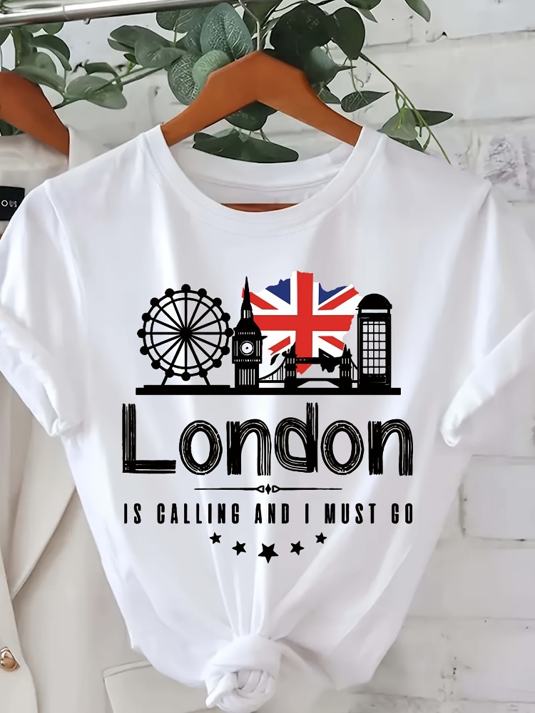 Summer Clothing London - London Letter Print Damen T-Shirt Mode