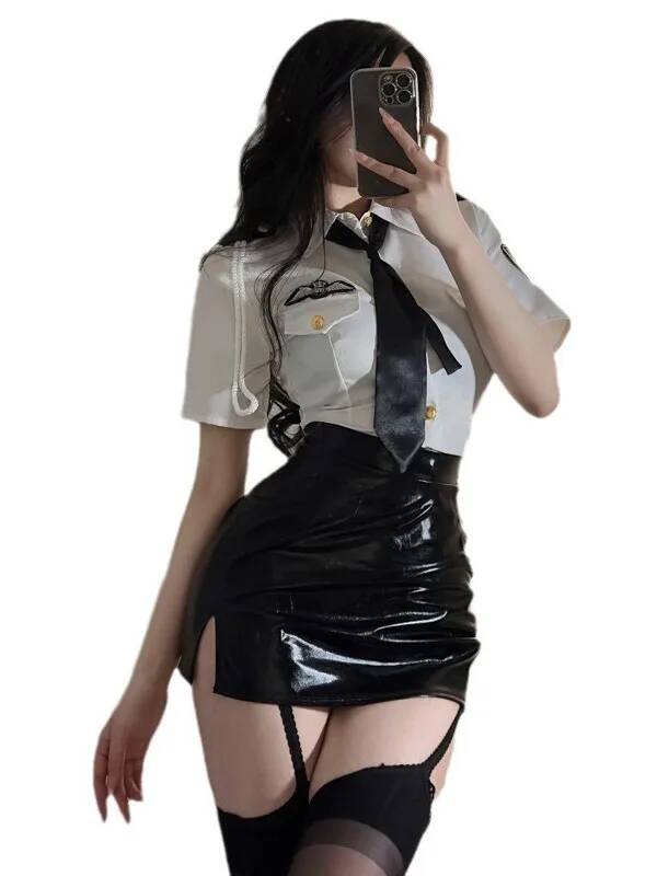 Summer Clothing Capsule - Sexy Flug begleiter Kleidung Turn-Down-Kragen Kurzarm