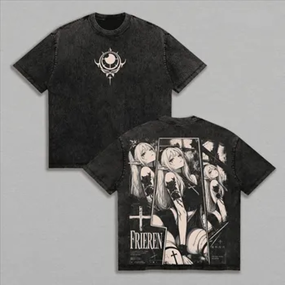 Summer Clothing Italy - Mode Y2k Frieren T-Shirt Manga Bedruckt