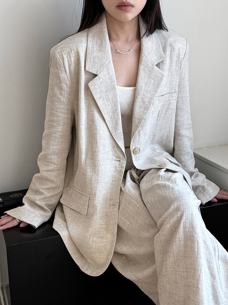 Summer Clothing Material - Herbst High-end-Leinen Material Blazer Jacke Sets