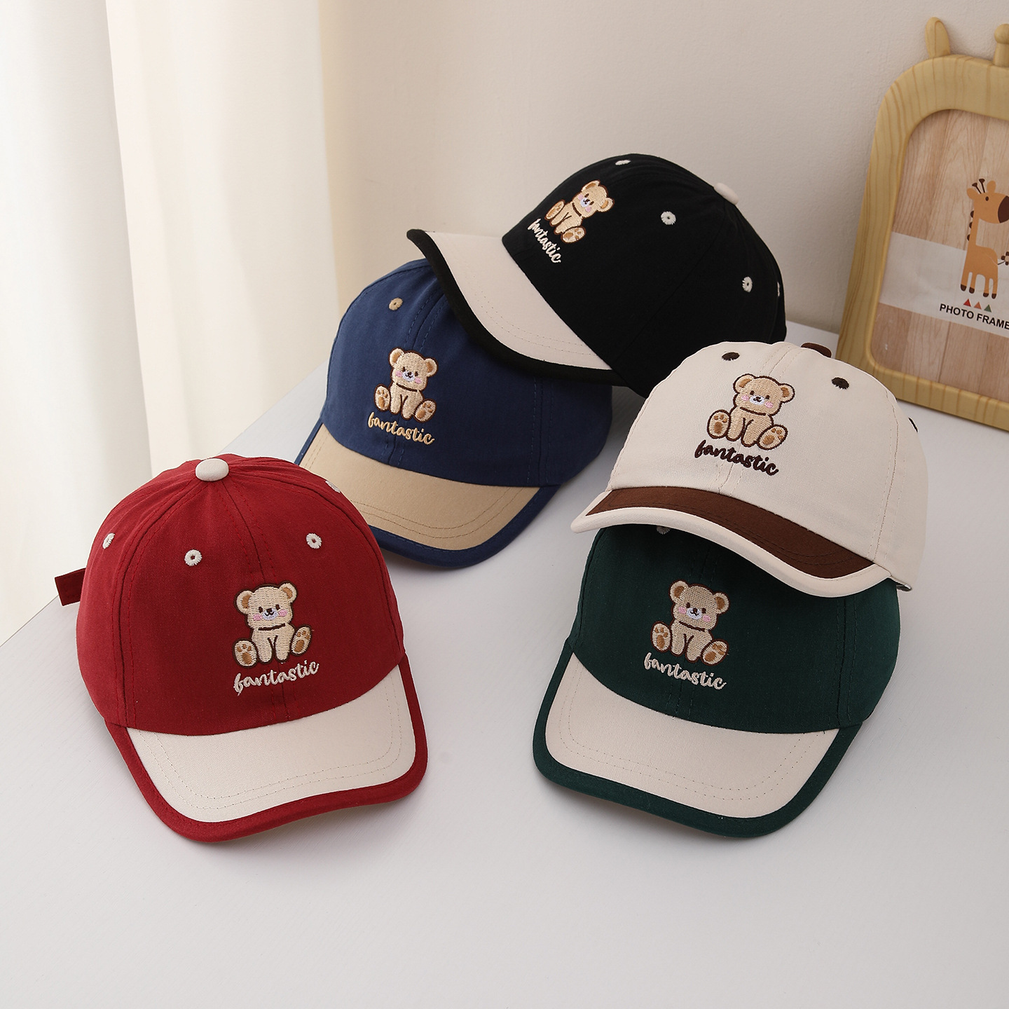 Summer Clothing Capsule - Kinder-Baseballmütze, 52 cm, für Kinder, Cartoon-Bär-Patch,