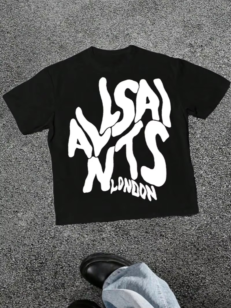 Summer Clothing London - 2026 Sommer London Elastisches Text-T-Shirt, Grafik-Shirt