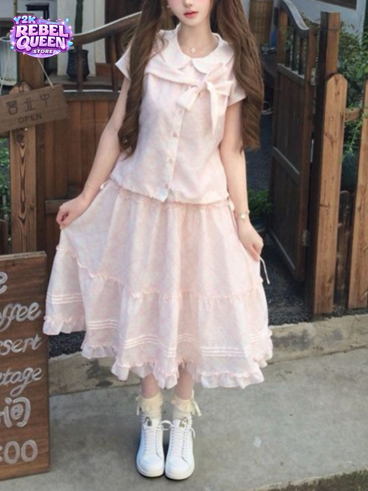 Summer Clothing Capsule - Japanisches Vintage-Set: Süßes Oberteil mit Peter-Pan-Kragen