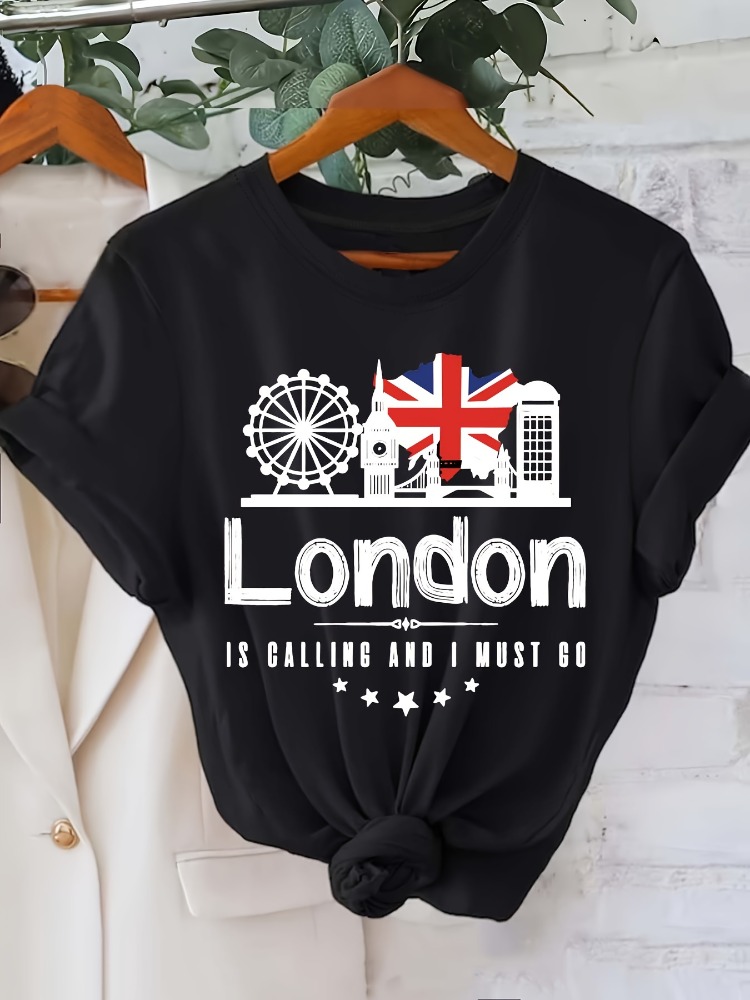 London Letter Print Damen T-Sh – Summer Clothing London Bewertung und Preis