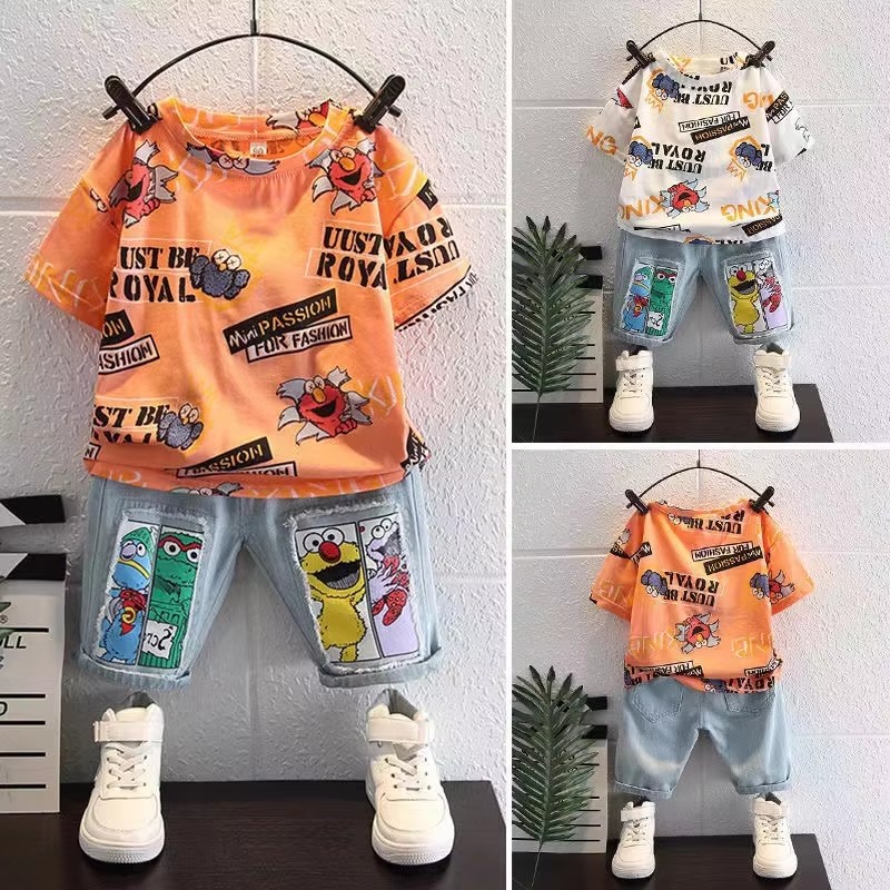 Süßes Cartoon-Print Kurzarm-Ba – Summer Clothing Drawing For Kids Bewertung und Preis