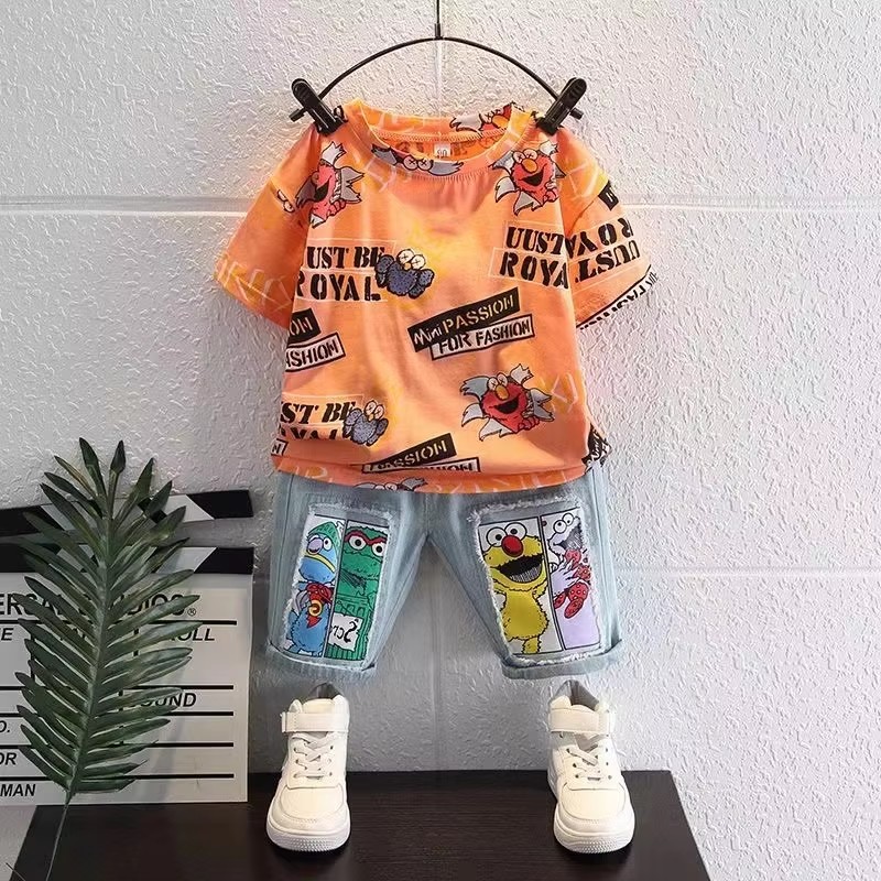 Süßes Cartoon-Print Kurzarm-Ba – Summer Clothing Drawing For Kids Bewertung und Preis