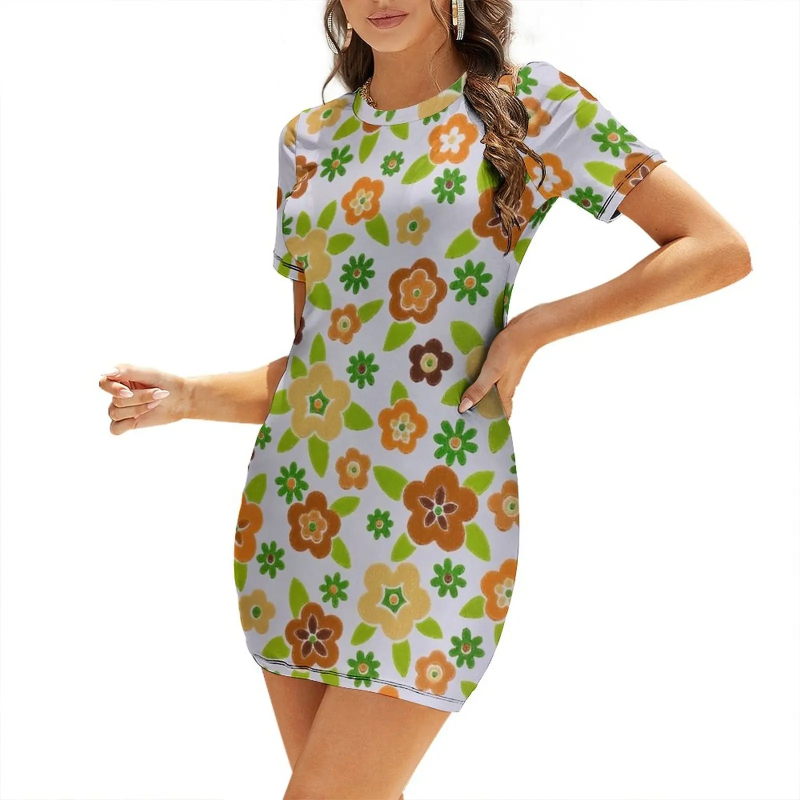 60er Jahre Blumendruck-Kurzarm – Summer Clothing Online Bewertung und Preis